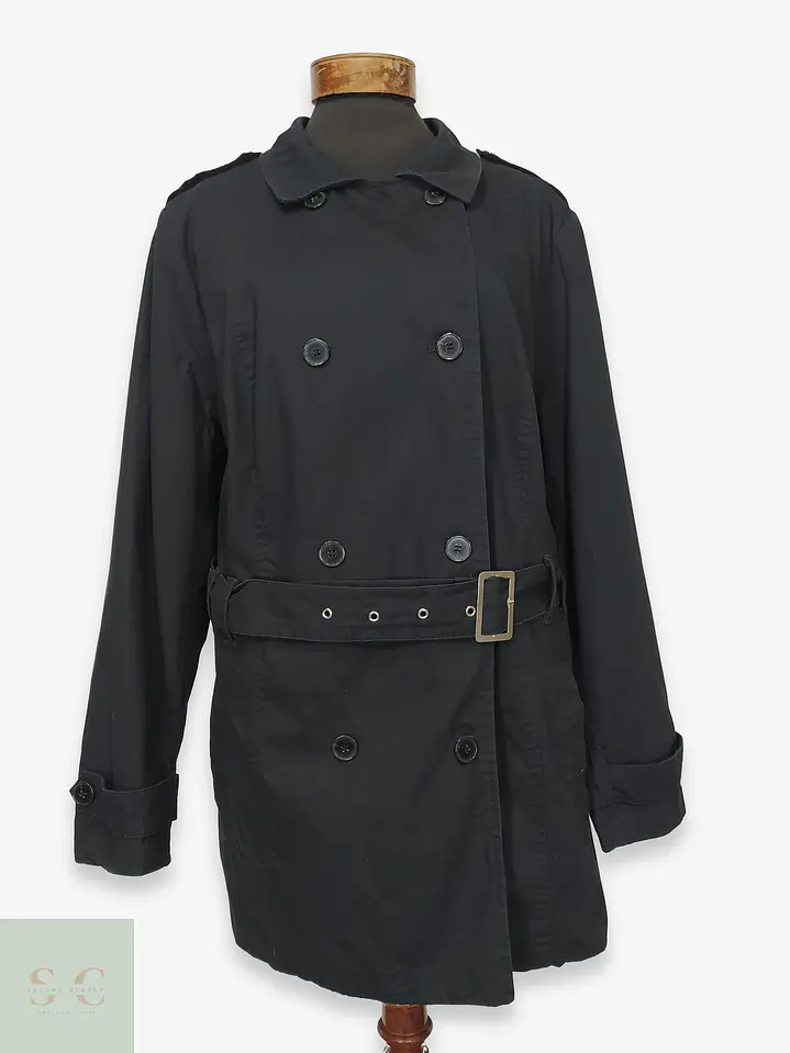 Trench Cruzado Negro bpc Bonprix Collection Talla XL 1