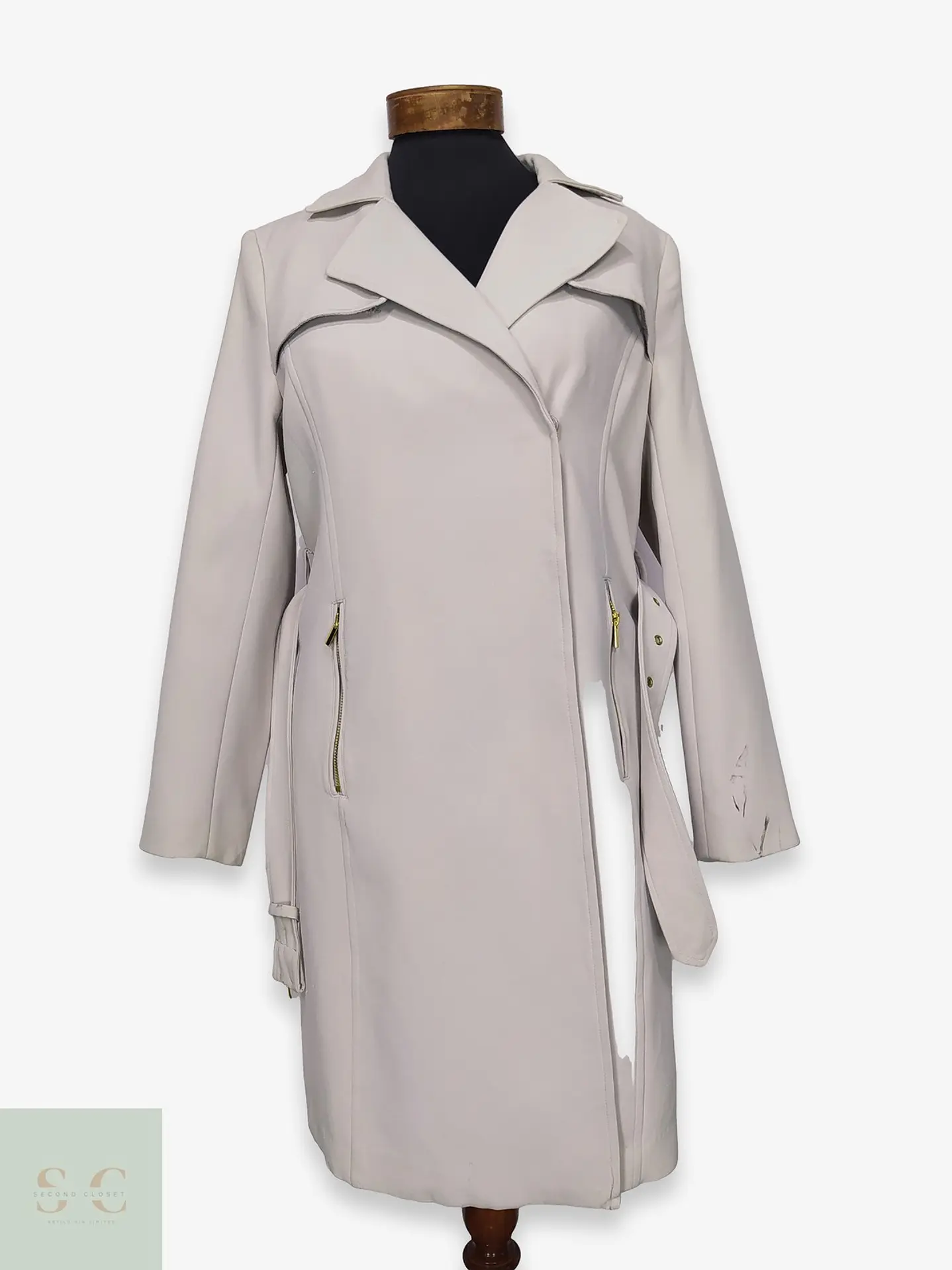 Trench Clásico Blanco Perla H&M Talla S 1