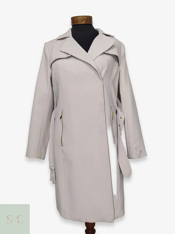 Trench Clásico Blanco Perla H&M Talla S 1