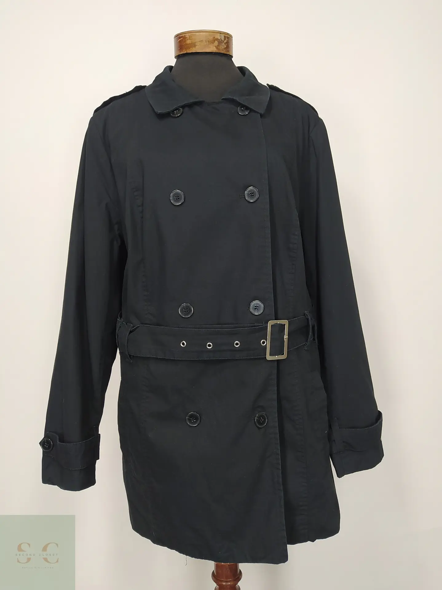 Trench Cruzado Negro bpc Bonprix Collection Talla XL 2