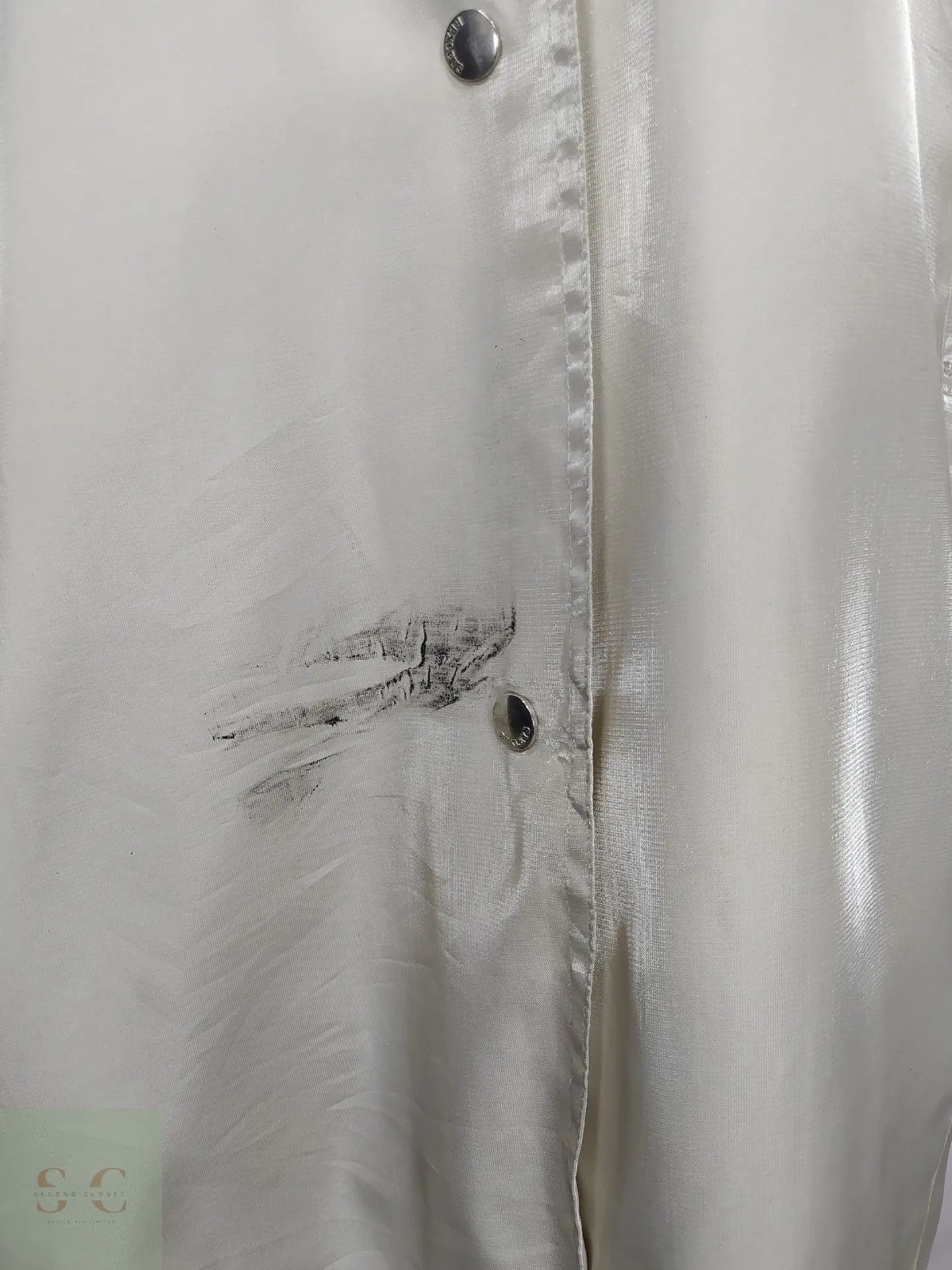Trench Impermeable Blanco Perla Satinado con Capucha Thea Talla 2XL 3