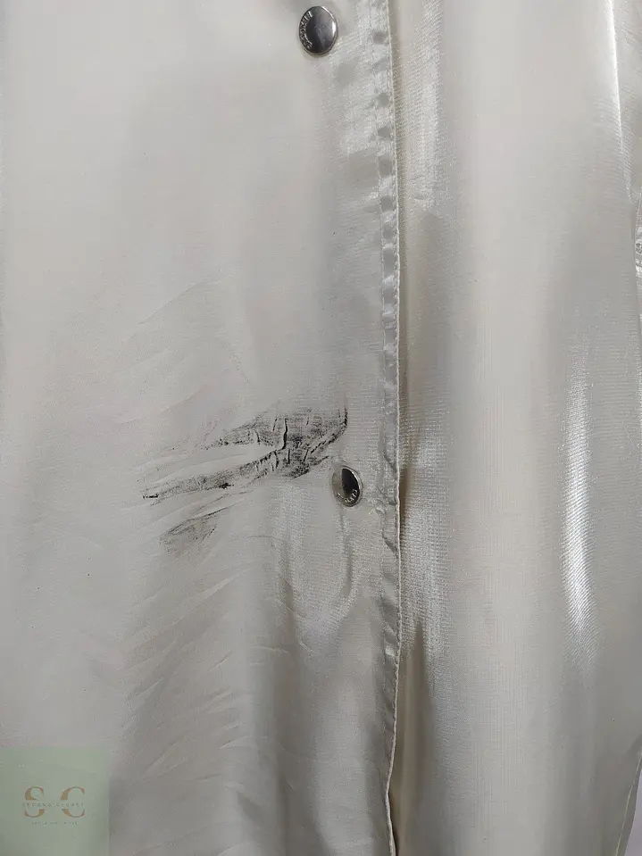 Trench Impermeable Blanco Perla Satinado con Capucha Thea Talla 2XL 3