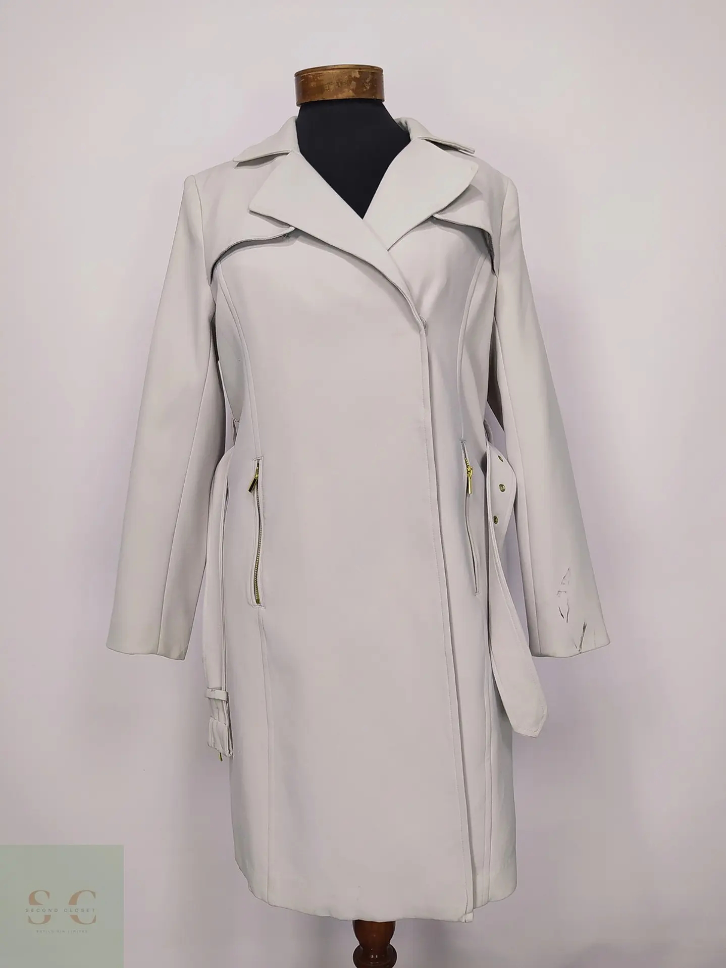 Trench Clásico Blanco Perla H&M Talla S 2