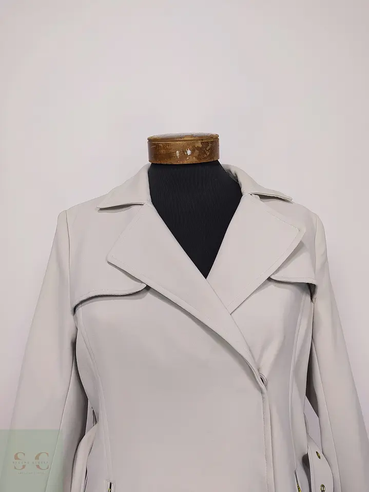 Trench Clásico Blanco Perla H&M Talla S 4