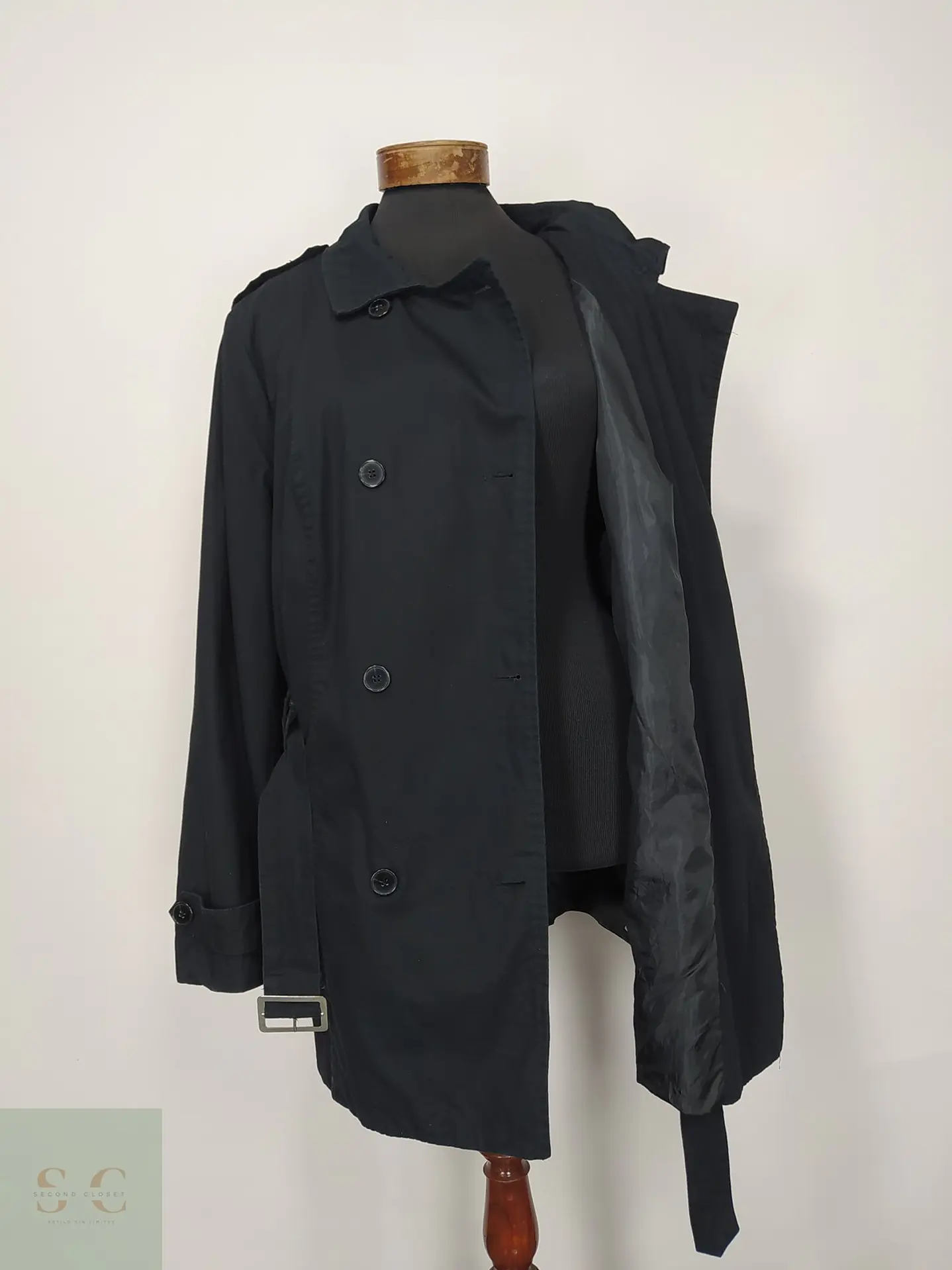 Trench Cruzado Negro bpc Bonprix Collection Talla XL 5