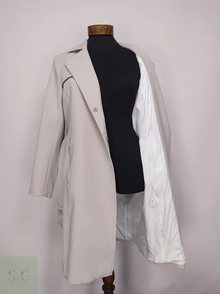 Trench Clásico Blanco Perla H&M Talla S 6