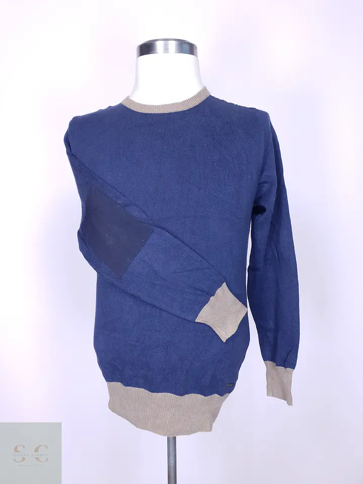 Suéter Bicolor Cuello Redondo con Coderas Matt Davis Industry Talla S 2