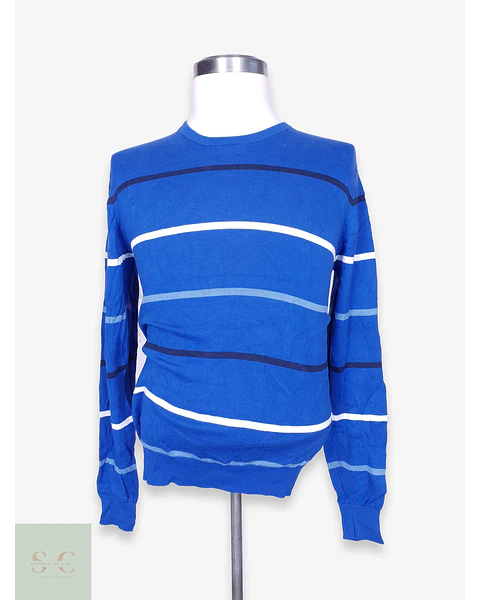 Suéter de Algodón Fino Cuello Redondo a Rayas Nerovago Talla L