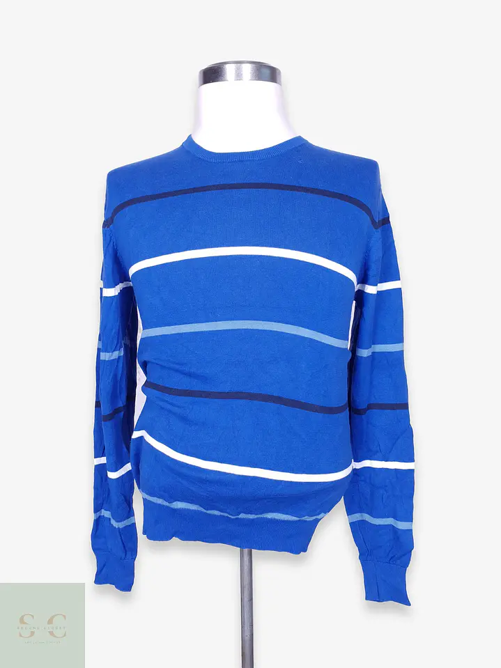 Suéter de Algodón Fino Cuello Redondo a Rayas Nerovago Talla L 1