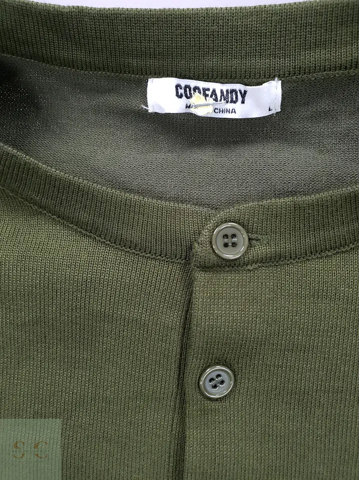 Suéter Estilo Henley Verde Olivo Coofandy Talla LXL 3