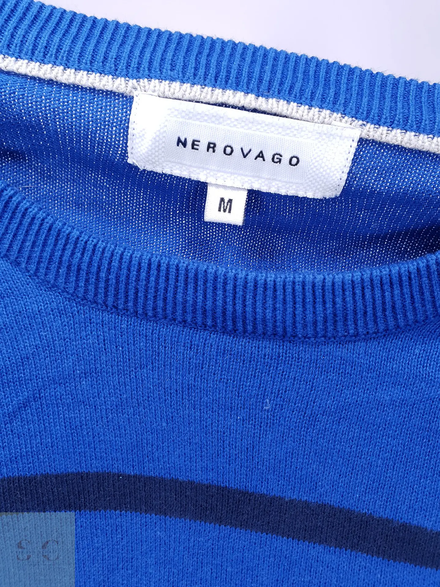 Suéter de Algodón Fino Cuello Redondo a Rayas Nerovago Talla L 3