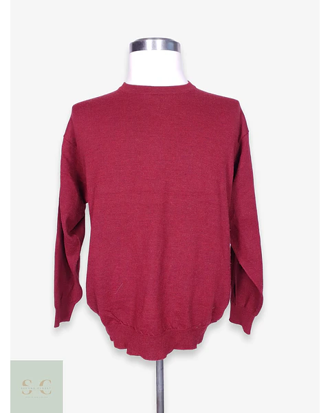 Suéter de Pura Lana Merino Extra Fina Cuello Redondo Burdeos Talla LXL