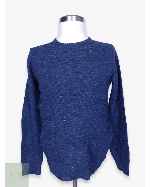 Suéter Texturizado Cuello Redondo Azul Jaspeado Alcott Talla SM