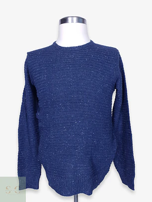 Suéter Texturizado Cuello Redondo Azul Jaspeado Alcott Talla SM