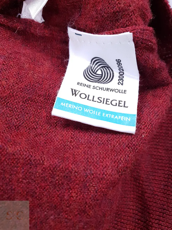 Suéter de Pura Lana Merino Extra Fina Cuello Redondo Burdeos Talla LXL 4