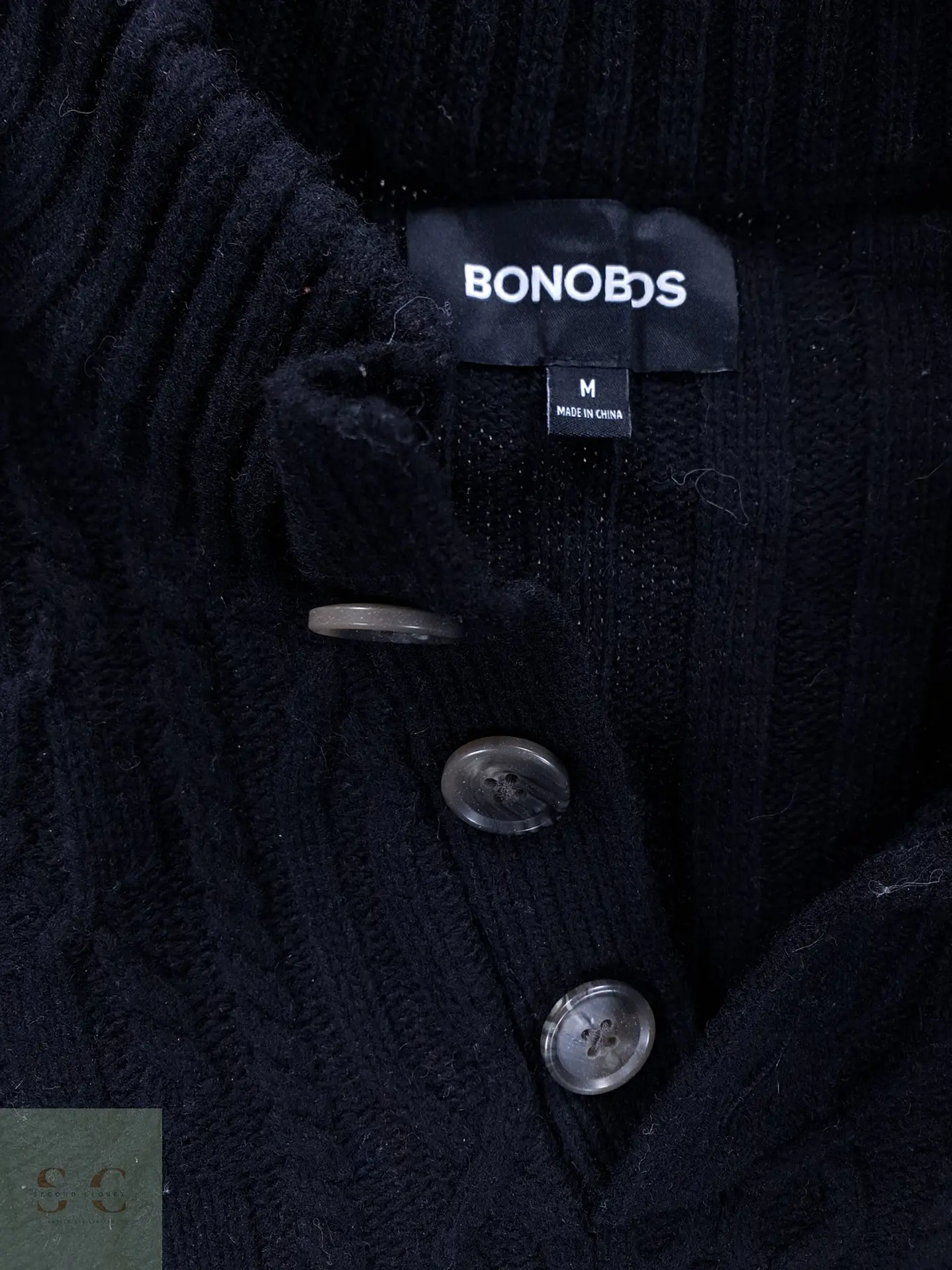 Suéter Trenzado de Lana con Cuello Abotonado Bonobos Talla L 3