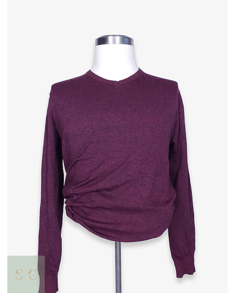 Suéter Melange Cuello en V Burdeos TMK Talla L
