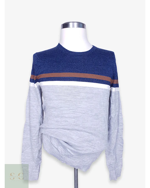 Suéter Colorblock en Mezcla de Lana Merino Cuello Redondo APT.9 Talla M