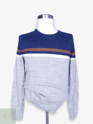 Suéter Colorblock en Mezcla de Lana Merino Cuello Redondo APT.9 Talla M