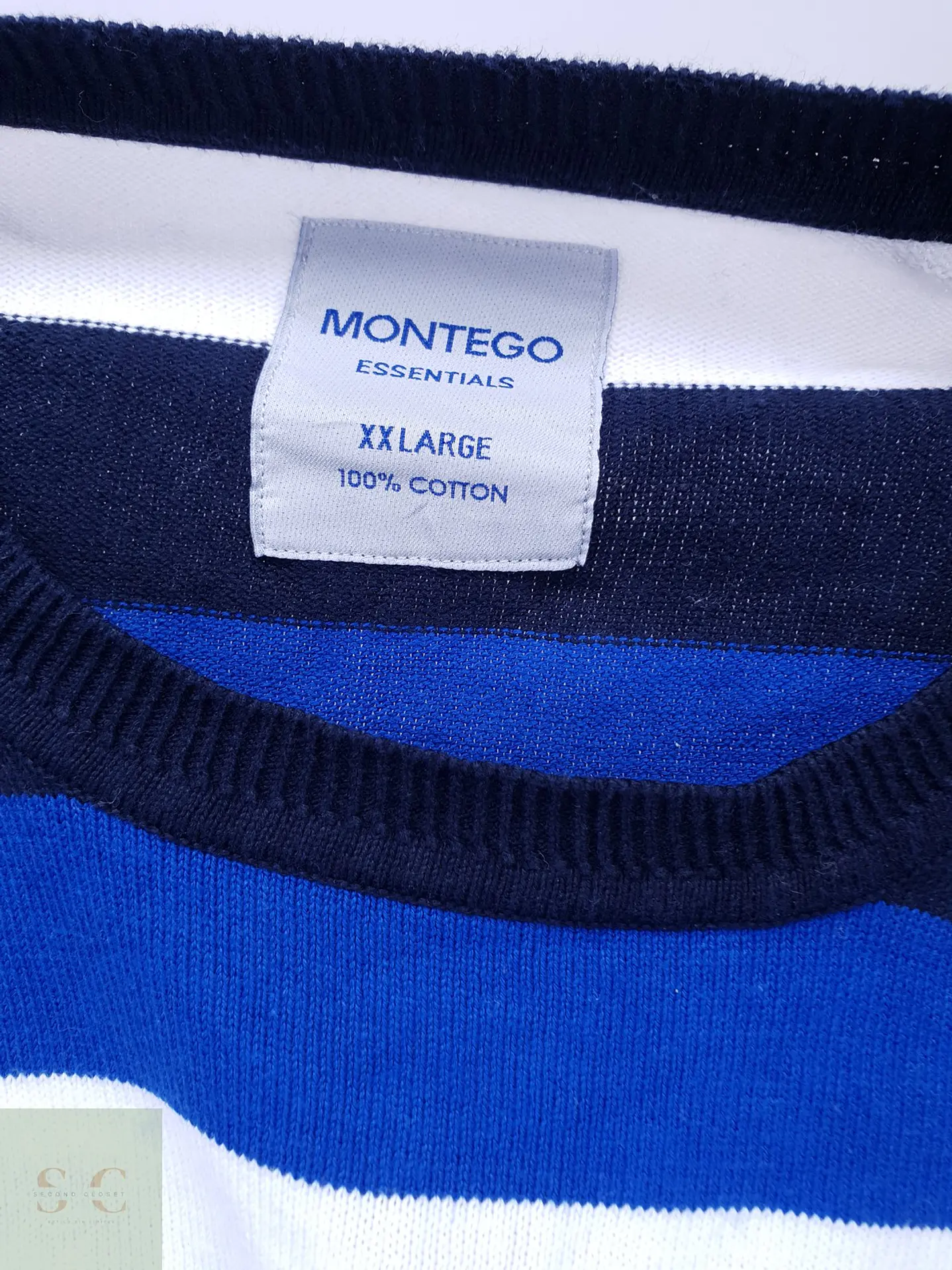 Suéter de Algodón A Rayas Cuello Redondo Montego Essentials Talla LXL 3