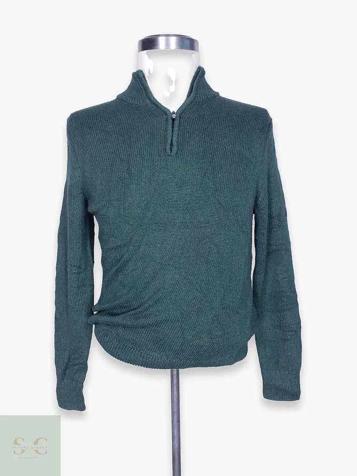 Suéter Tejido Cuello Medio Cierre Verde Sonoma Goods for Life Talla S 1