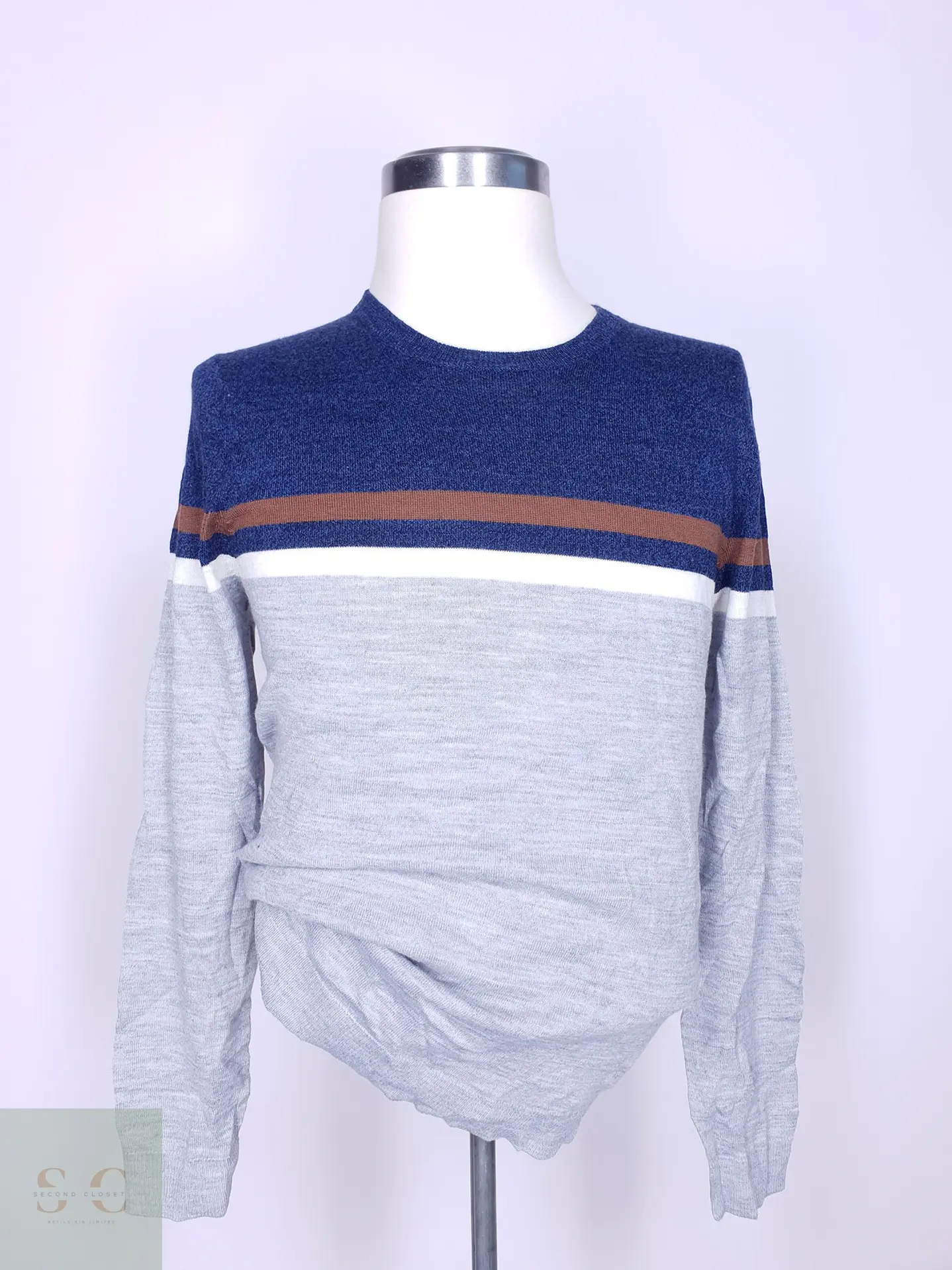 Suéter Colorblock en Mezcla de Lana Merino Cuello Redondo APT.9 Talla M 2