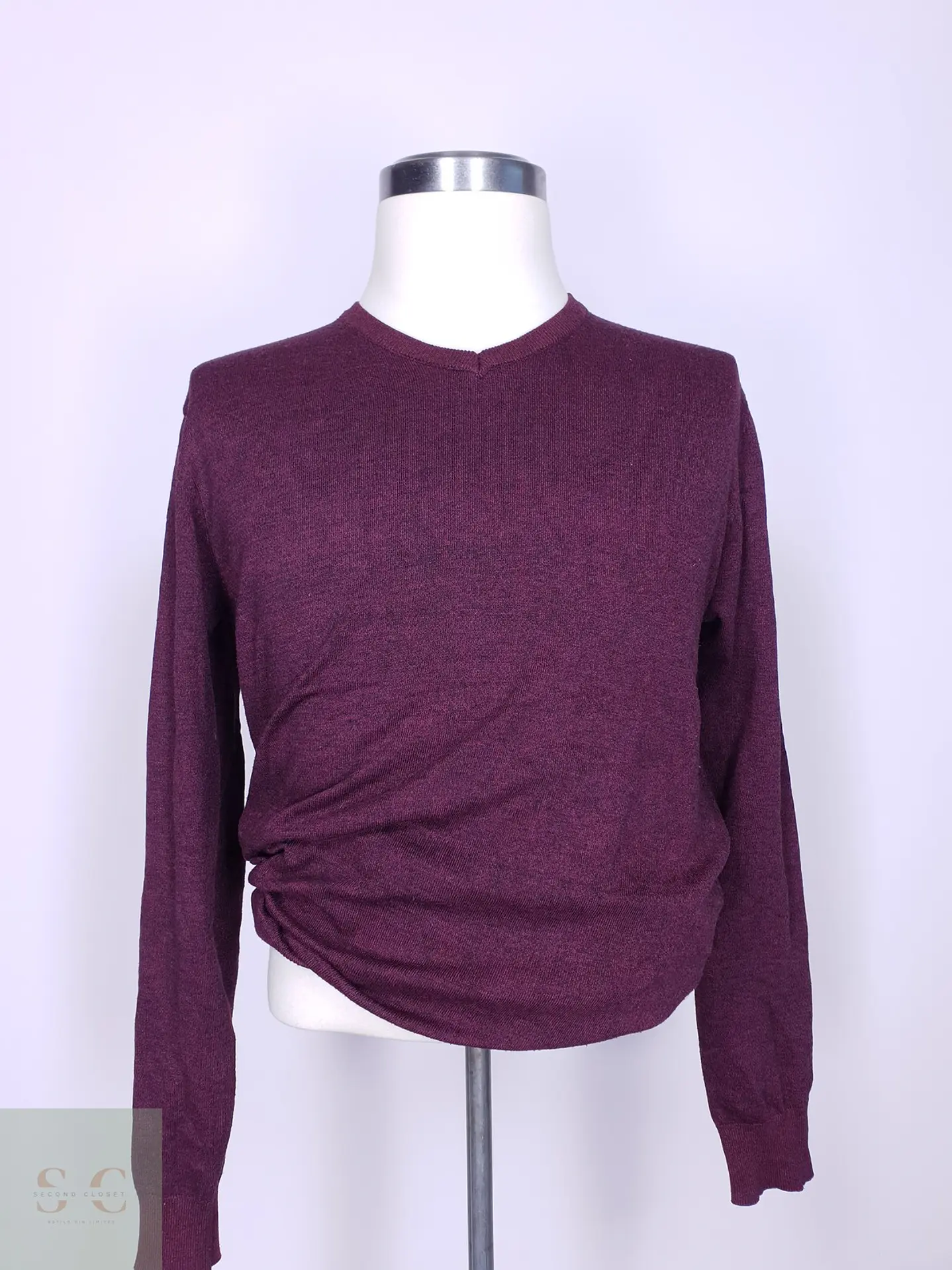 Suéter Melange Cuello en V Burdeos TMK Talla L 2
