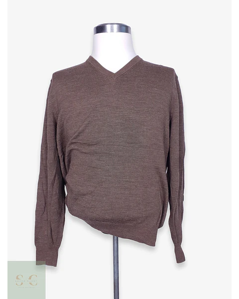 Suéter Cuello en V en Mezcla de Lana Merino y Algodón Royal Class Talla LXL