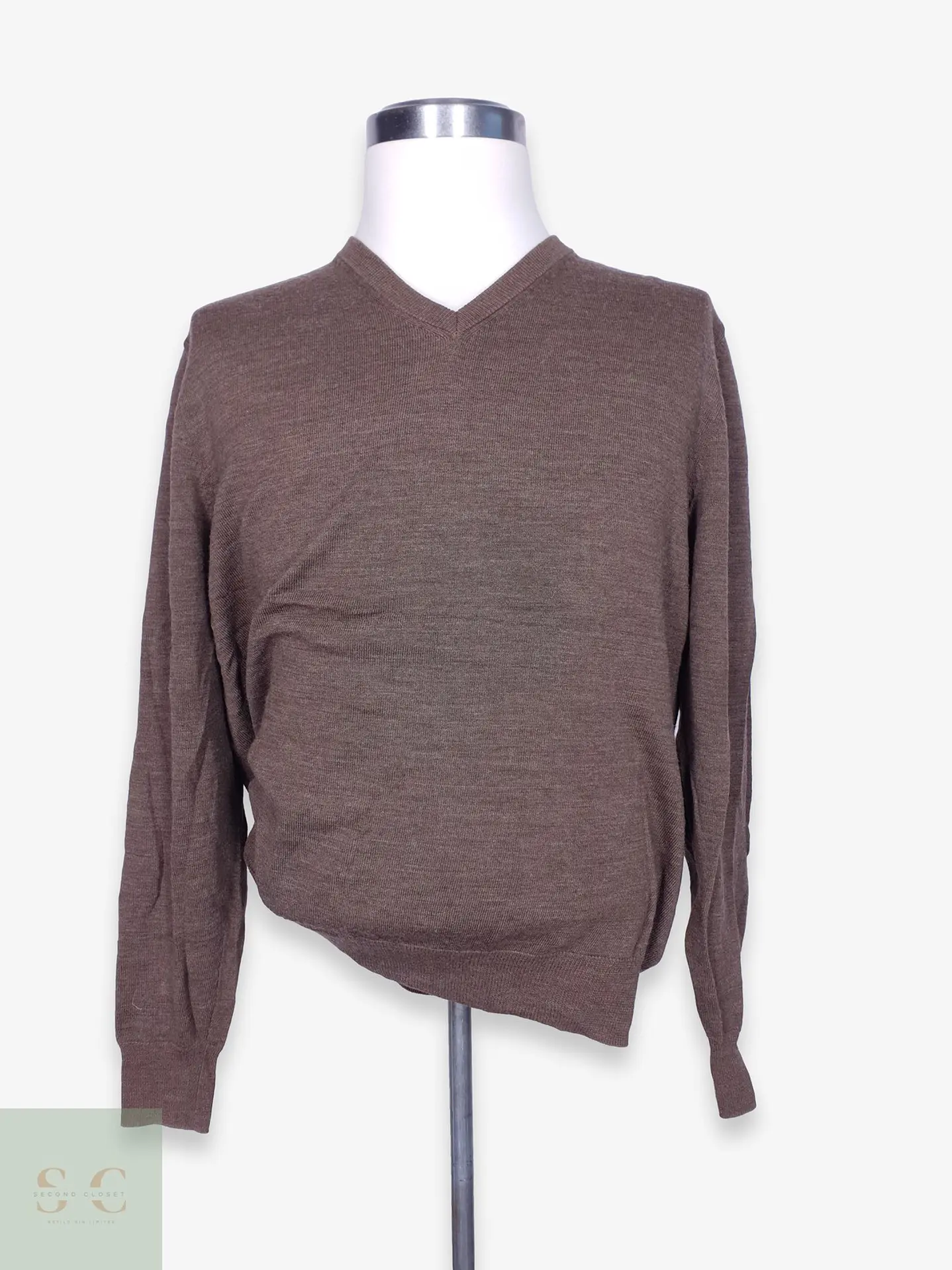 Suéter Cuello en V en Mezcla de Lana Merino y Algodón Royal Class Talla LXL 1
