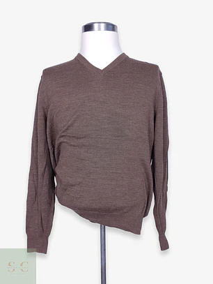 Suéter Cuello en V en Mezcla de Lana Merino y Algodón Royal Class Talla LXL