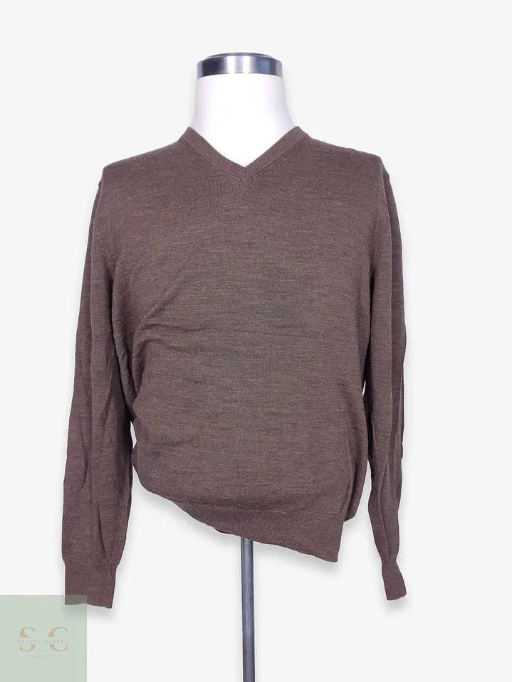 Suéter Cuello en V en Mezcla de Lana Merino y Algodón Royal Class Talla LXL 1