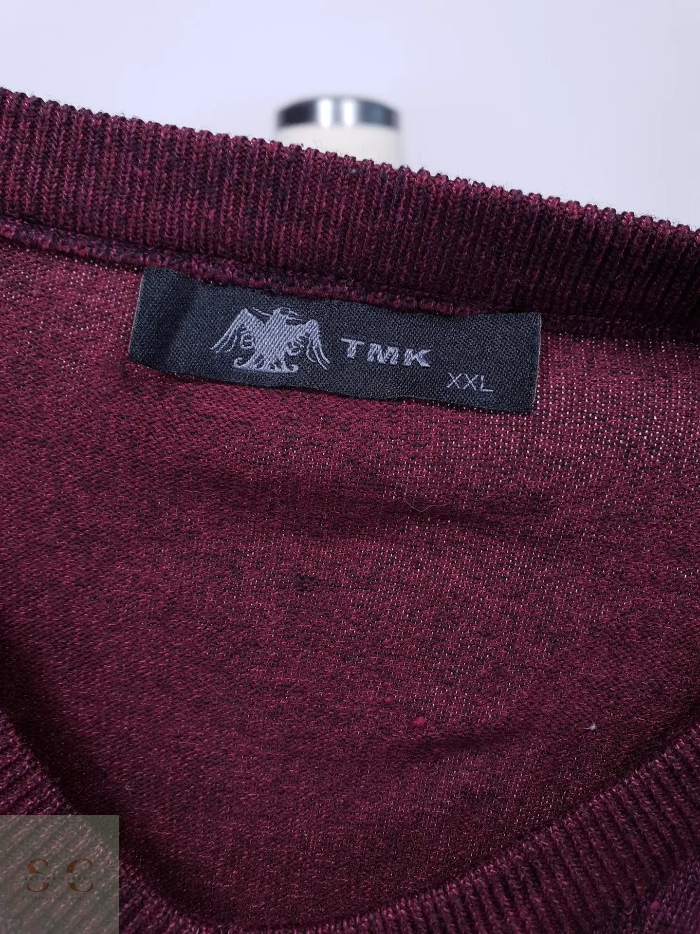 Suéter Melange Cuello en V Burdeos TMK Talla L 3