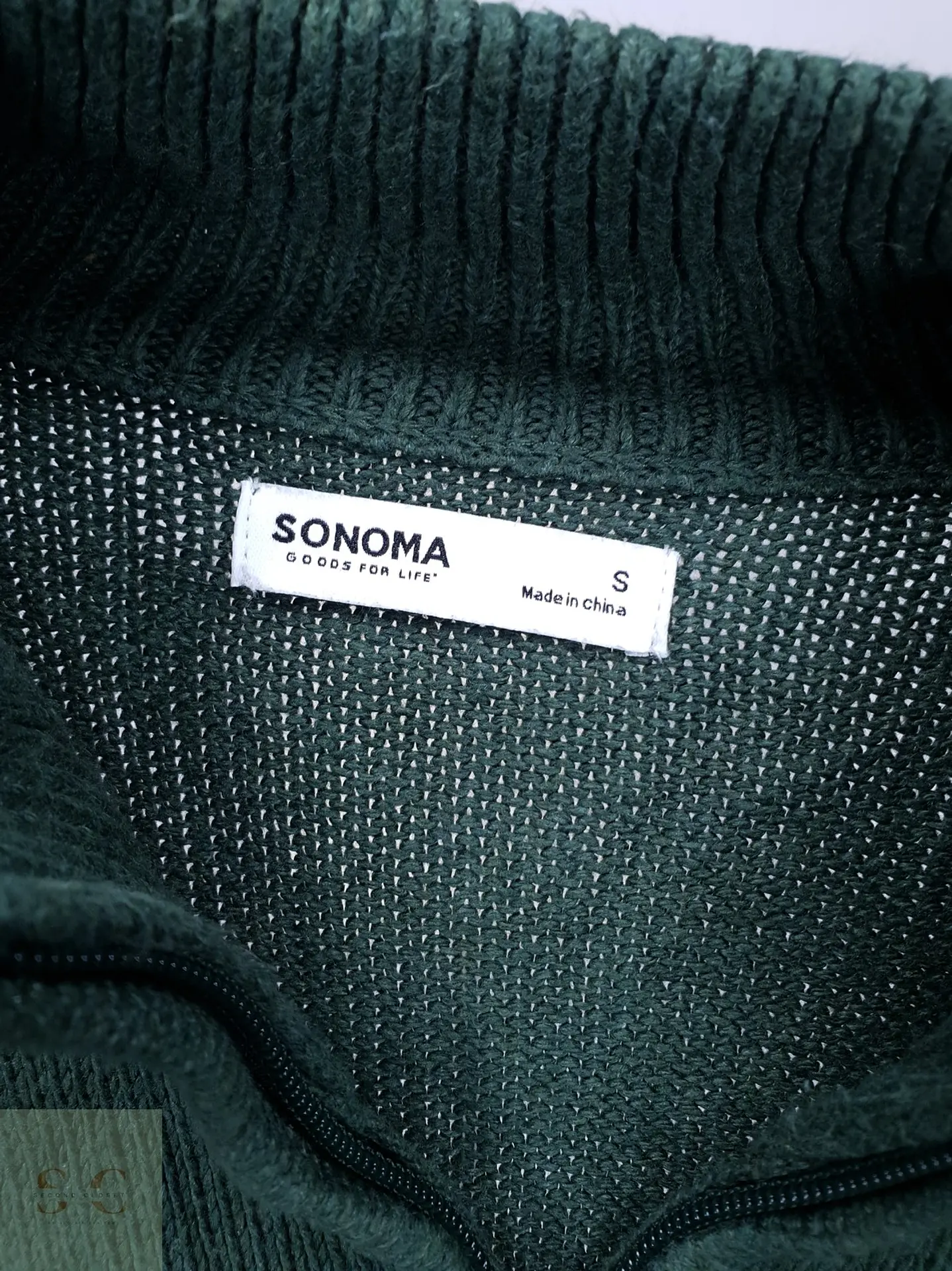 Suéter Tejido Cuello Medio Cierre Verde Sonoma Goods for Life Talla S 3