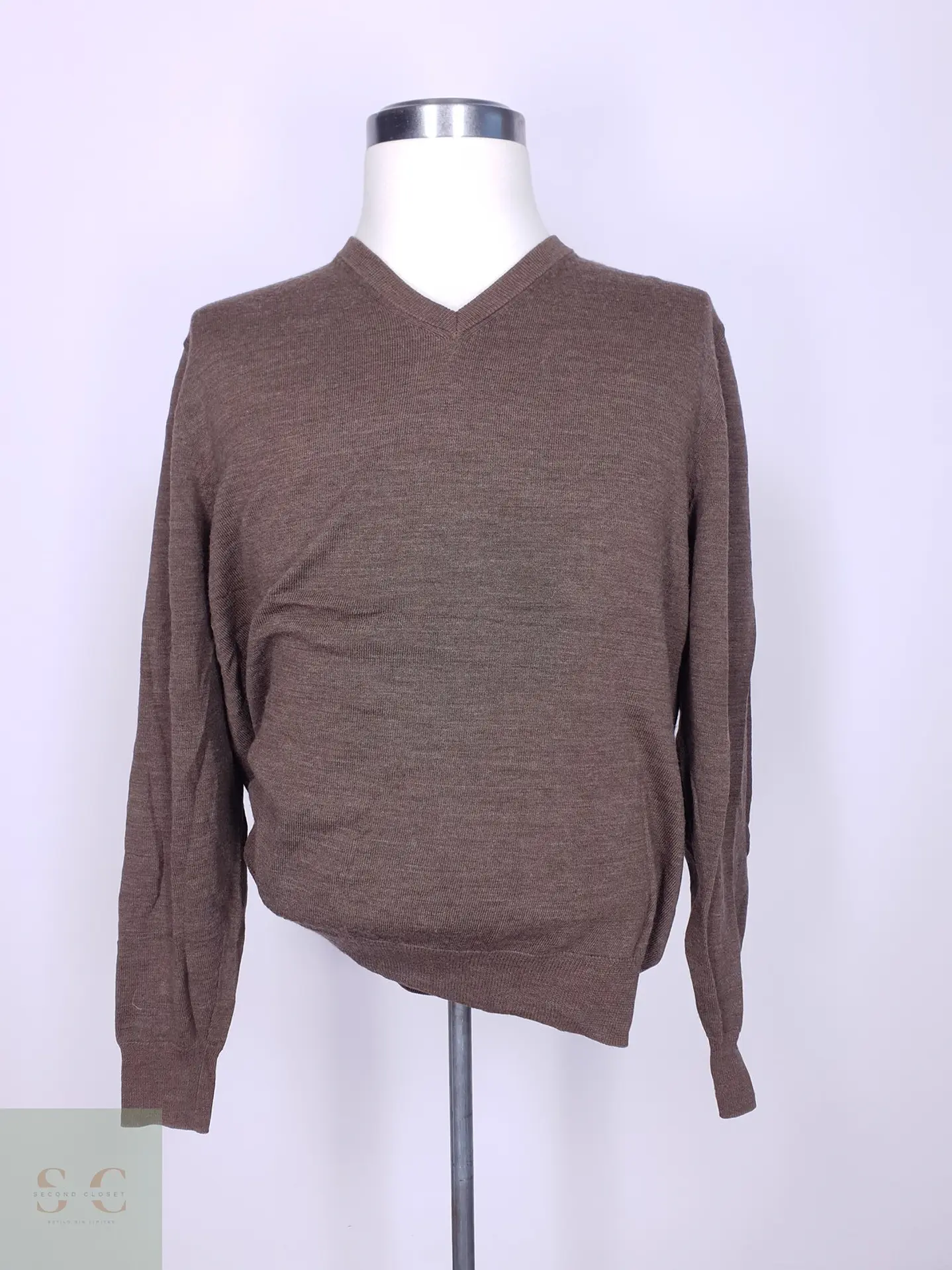 Suéter Cuello en V en Mezcla de Lana Merino y Algodón Royal Class Talla LXL 2