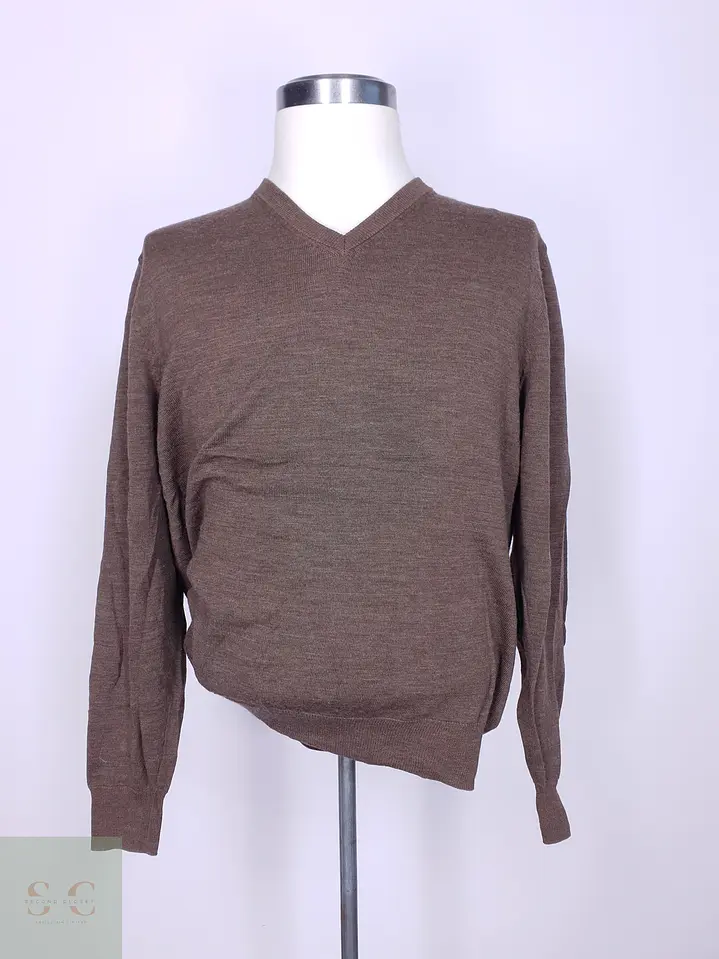 Suéter Cuello en V en Mezcla de Lana Merino y Algodón Royal Class Talla LXL 2