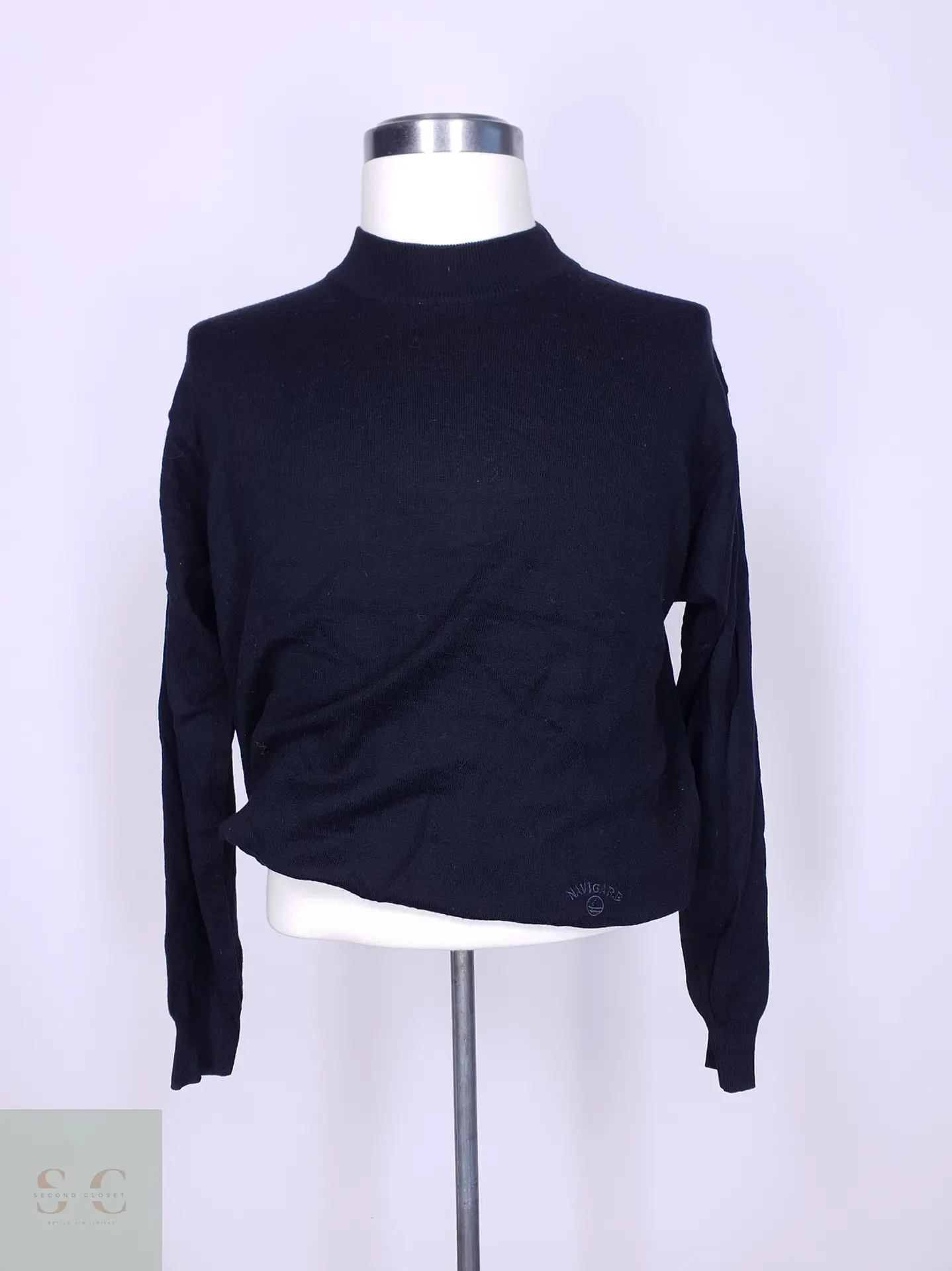 Suéter Mock Neck de Lana Merino Navigare Negro Talla LXL 2
