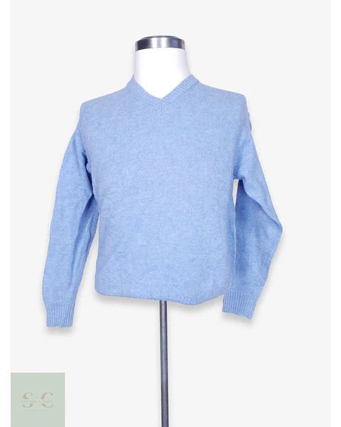 Suéter Celeste de Punto Afelpado con Cuello en V Sisley Talla M