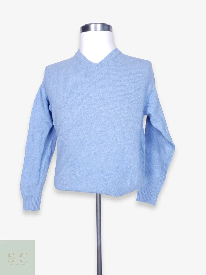 Suéter Celeste de Punto Afelpado con Cuello en V Sisley Talla M 1