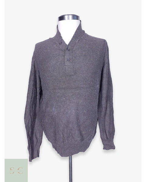 Suéter Henley Moteado en Mezcla de Algodón y Lana Gap Talla L