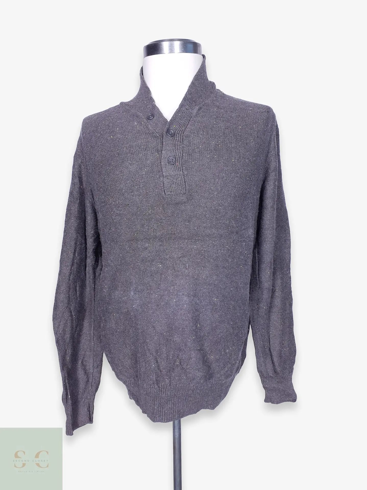 Suéter Henley Moteado en Mezcla de Algodón y Lana Gap Talla L 1