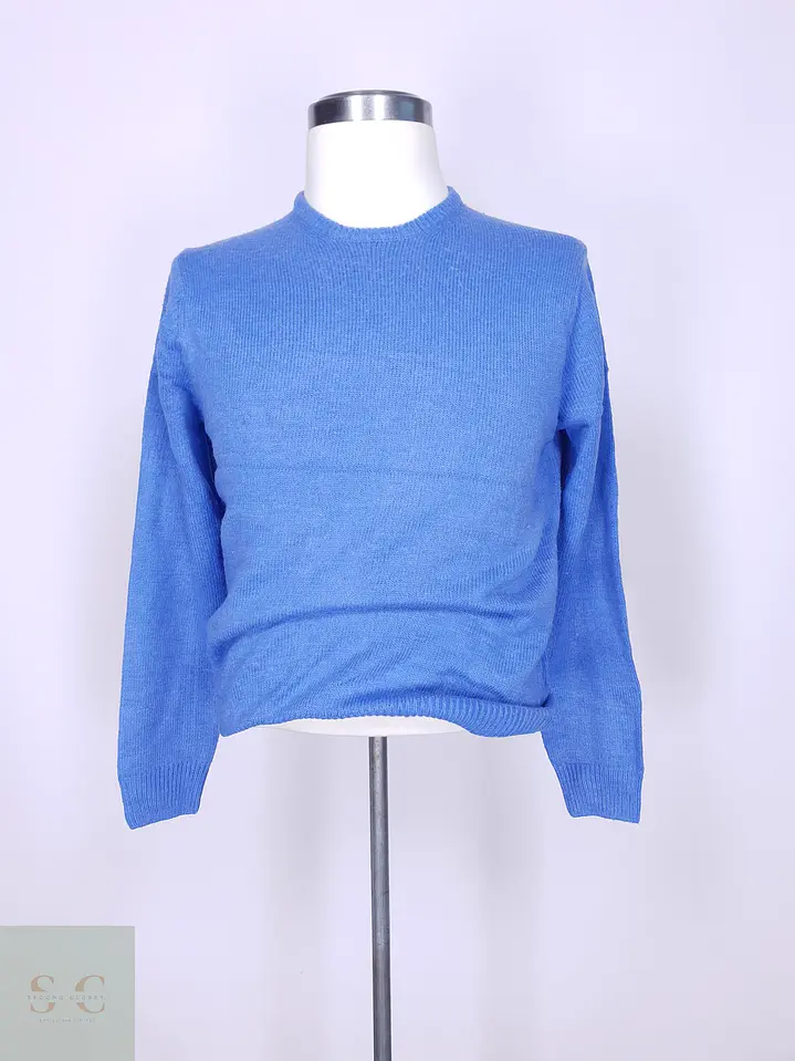 Suéter Celeste de Punto Fino Cuello Redondo J. Hart & Bros. Talla ML 2