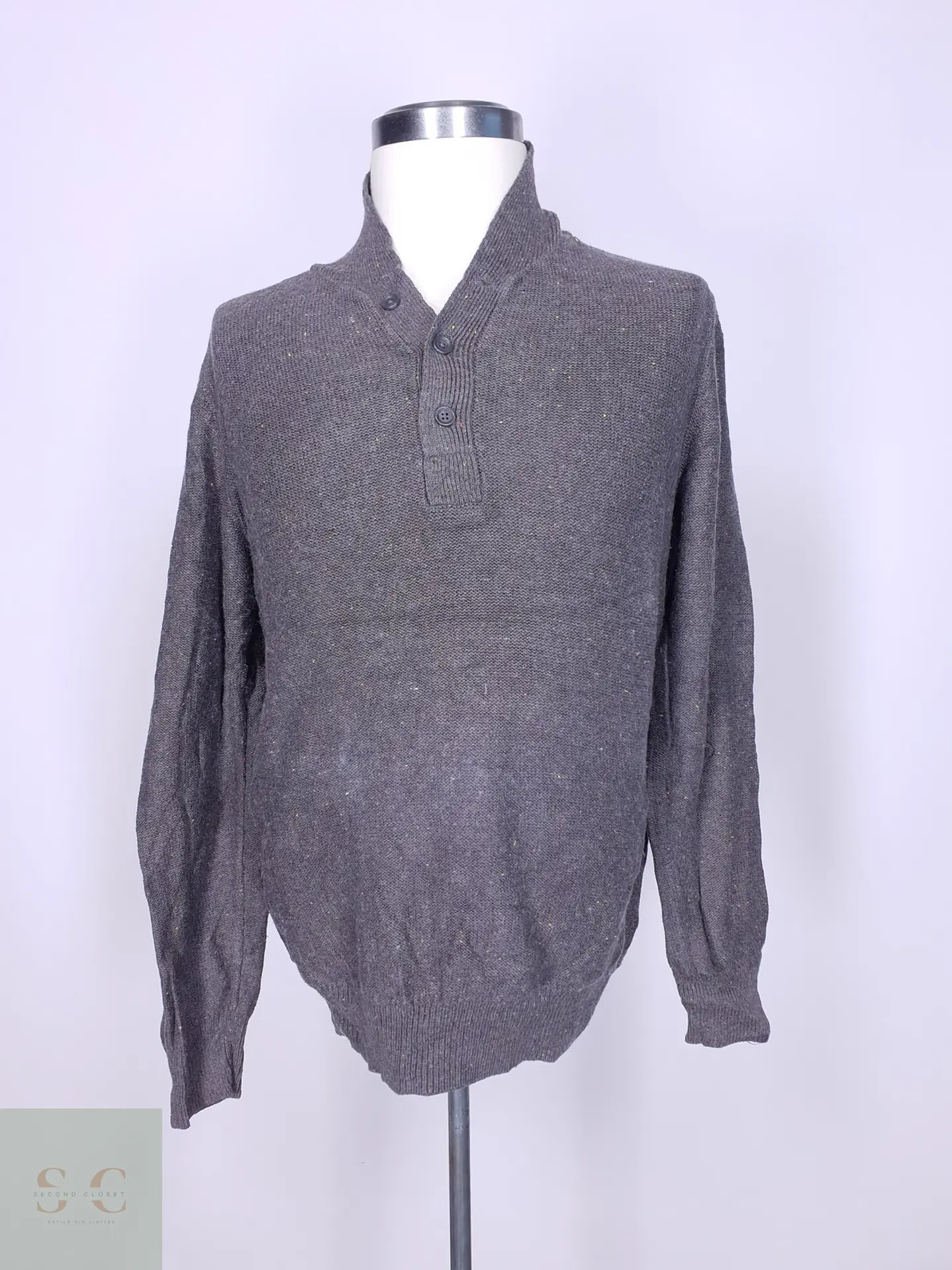 Suéter Henley Moteado en Mezcla de Algodón y Lana Gap Talla L 2