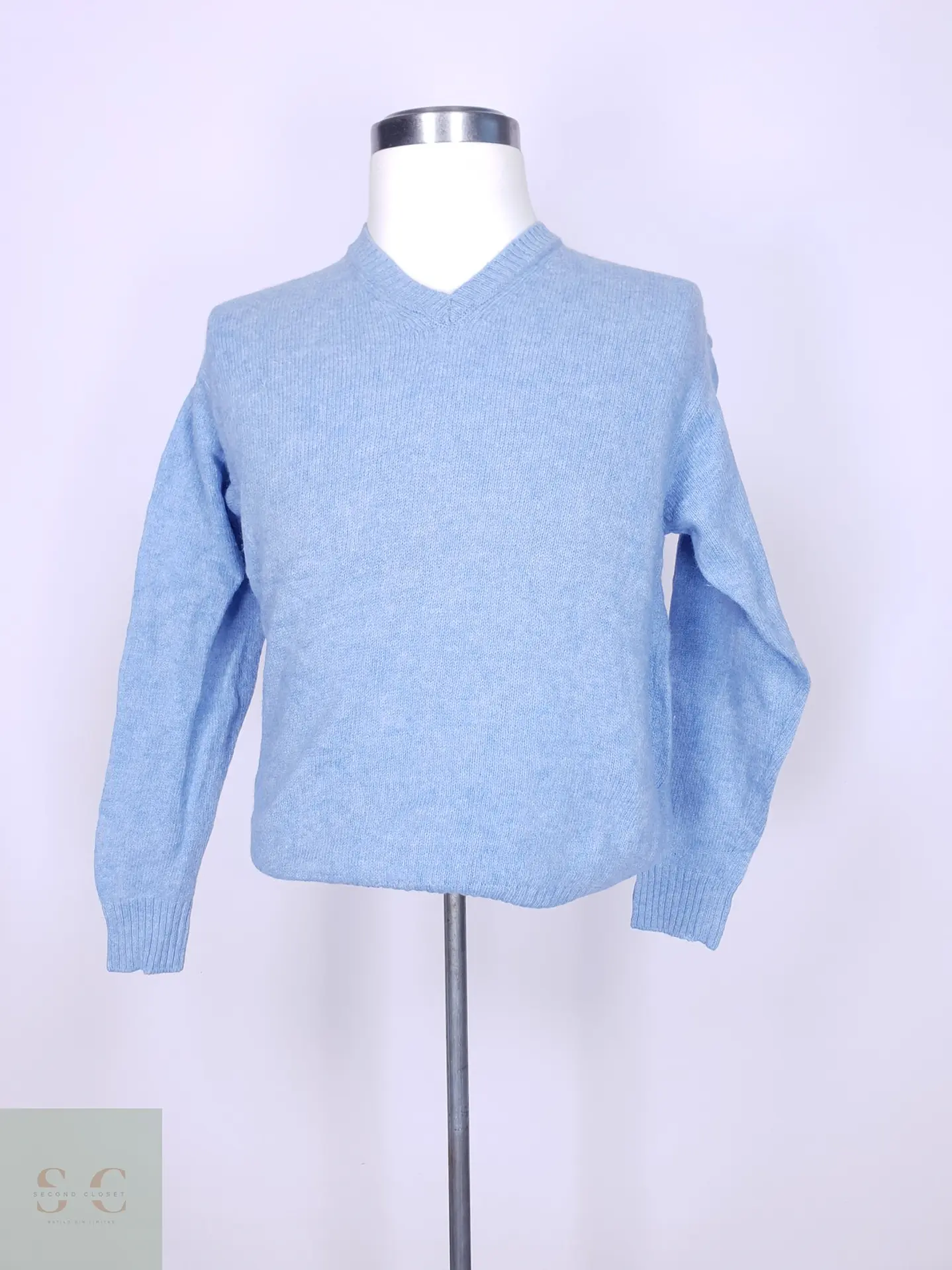 Suéter Celeste de Punto Afelpado con Cuello en V Sisley Talla M 2