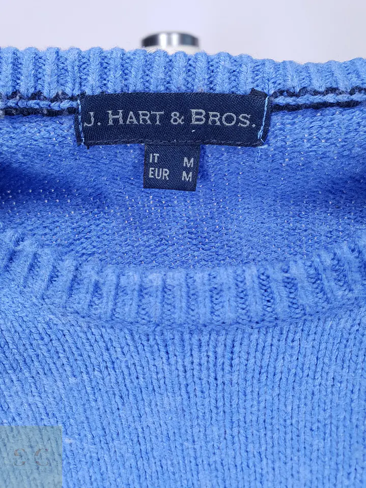 Suéter Celeste de Punto Fino Cuello Redondo J. Hart & Bros. Talla ML 3
