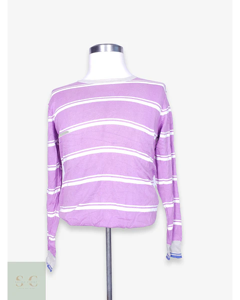 Suéter Tejido a Rayas en Algodón Cuello Redondo Cristiano Girani Talla ML