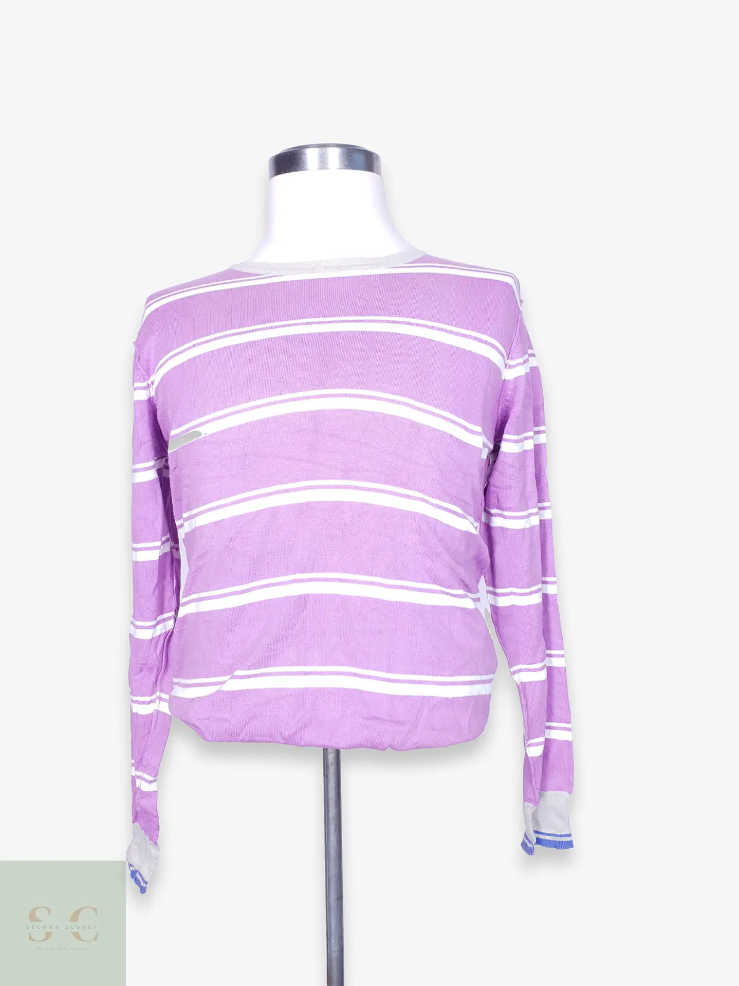 Suéter Tejido a Rayas en Algodón Cuello Redondo Cristiano Girani Talla ML 1