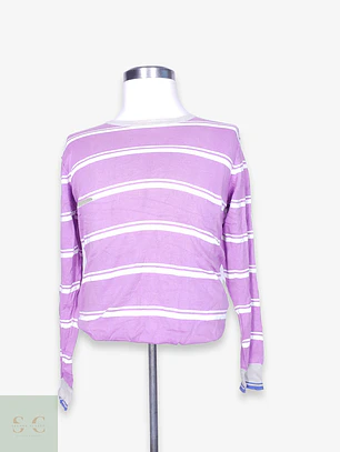 Suéter Tejido a Rayas en Algodón Cuello Redondo Cristiano Girani Talla ML
