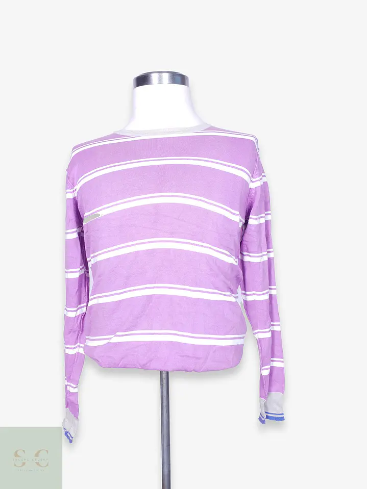 Suéter Tejido a Rayas en Algodón Cuello Redondo Cristiano Girani Talla ML 1