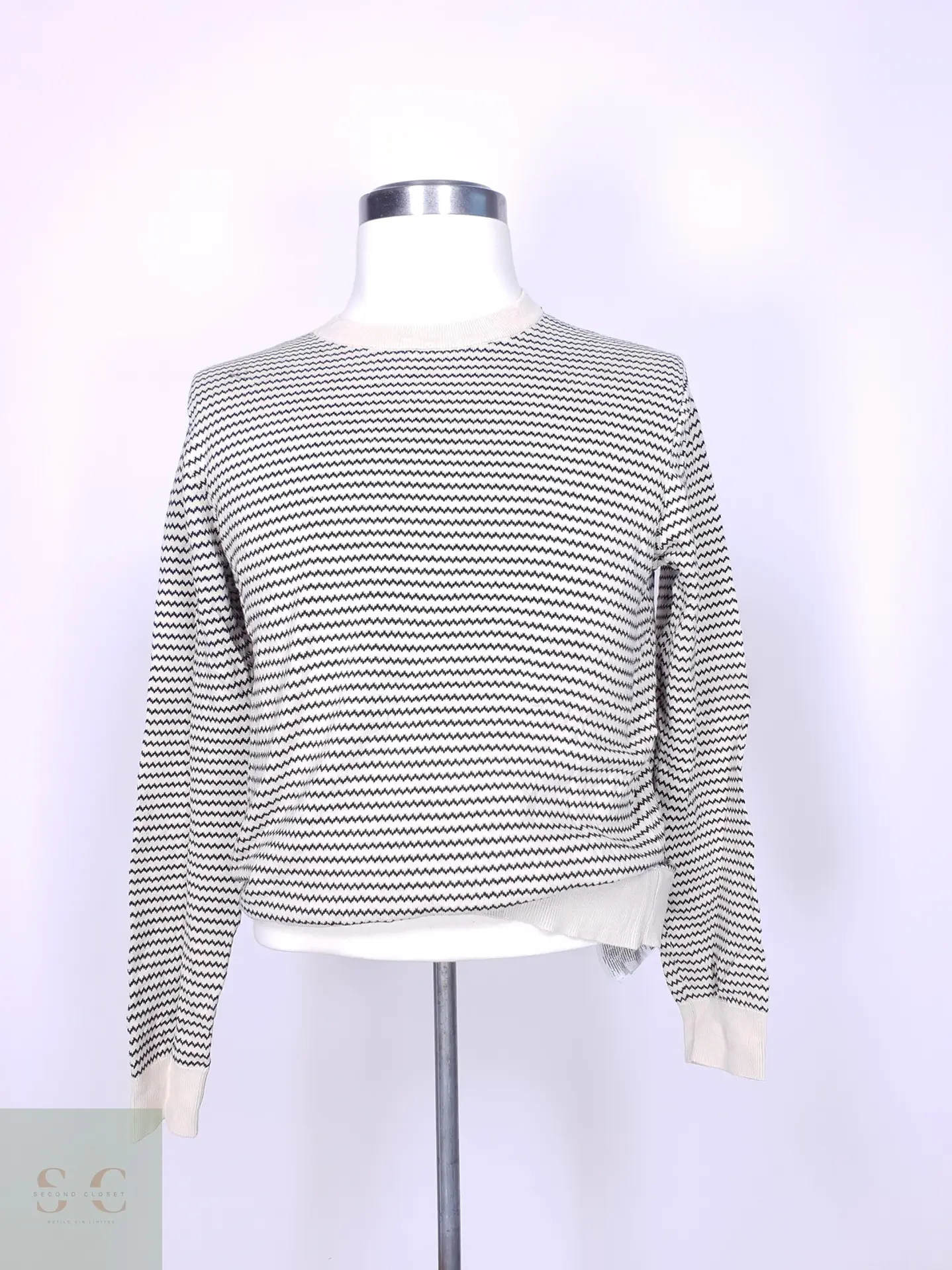 Suéter Tejido en Microdiseño Zigzag Cuello Redondo Selected Homme Talla ML 1