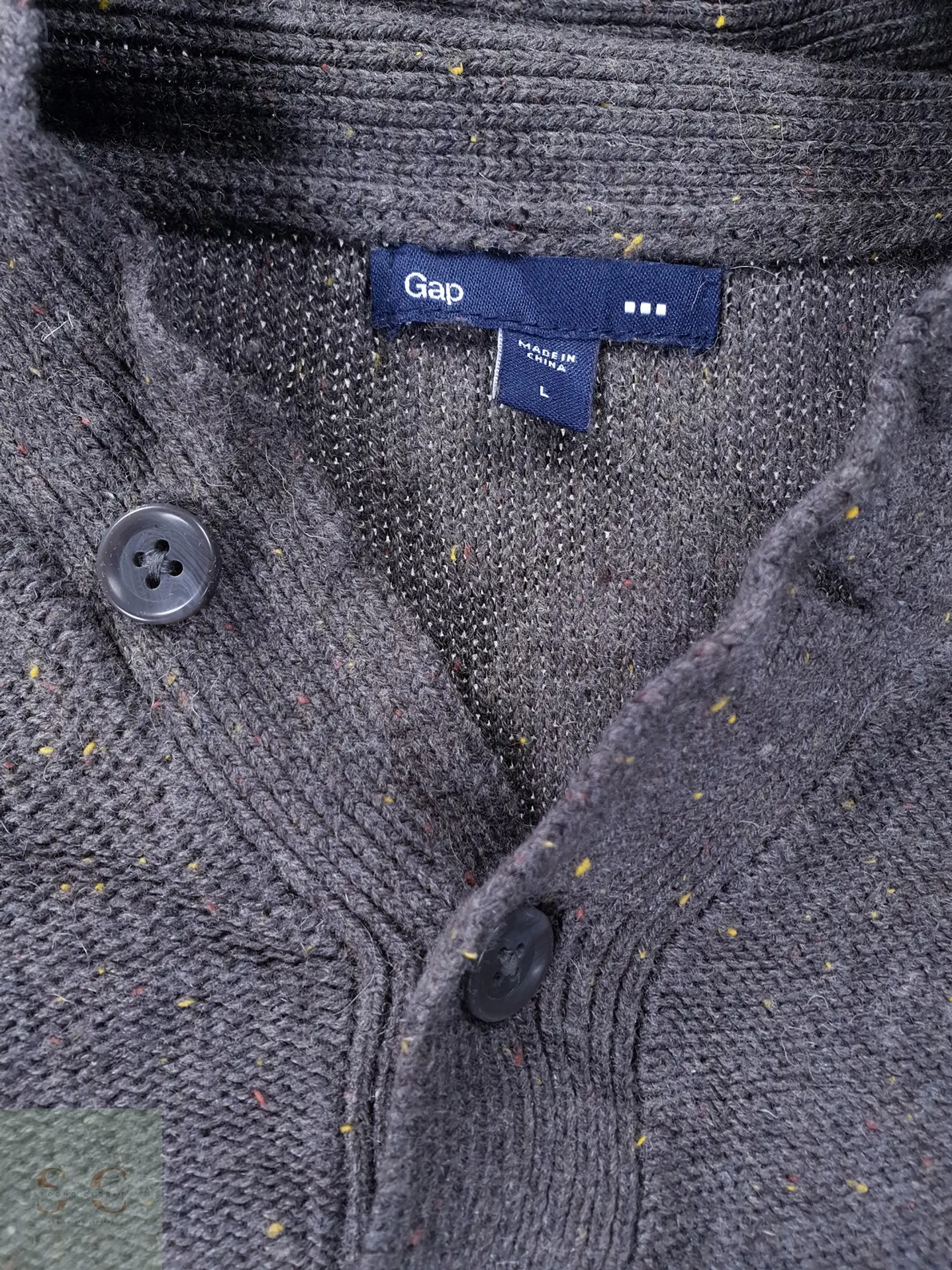 Suéter Henley Moteado en Mezcla de Algodón y Lana Gap Talla L 3